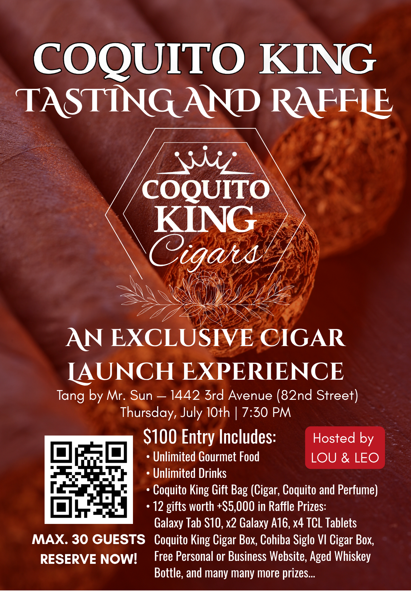 Coquito King Tasting and Raffle Event Flyer